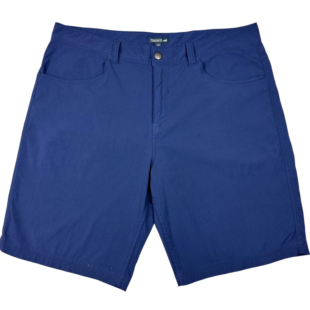 Toad&Co Rover Canvas Short Mens 36 Blue Outdoor Performance Stretch Athleisure